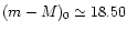 $(m-M)_0\simeq 18.50$