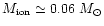 $M_{\rm ion}\simeq 0.06~M_\odot$