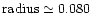 $\rm radius\simeq 0.080$