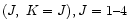 $(J,~K=J),J=1\hbox{--}4$