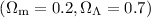 $(\Omega_{{\rm m}}=0.2,\Omega_\Lambda=0.7)$