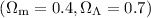 $(\Omega_{{\rm m}}=0.4,\Omega_\Lambda=0.7)$
