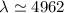 $\lambda \simeq 4962$
