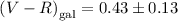 ${(V-R)}_{\rm gal} = 0.43 \pm 0.13$