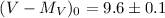 $(V-M_V)_0 = 9.6 \pm 0.1$