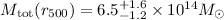 $M_{\rm tot}(r_{500})=6.5^{+1.6}_{-1.2} \times 10^{14}{{M}_{\odot}}$