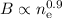 $B \propto n_{\rm e}^{0.9}$
