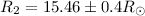 $R_2=15.46 \pm 0.4 R_{\odot}$