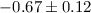 $-0.67\pm0.12$