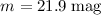 $m = 21.9\;\mathrm{mag}$