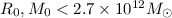 $R_0, M_0 < 2.7\times 10^{12} M_{\odot}$