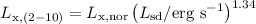 $L_{\rm x, (2-10)}=L_{\rm x,nor}\left ({ {{L}}_{\rm sd}/ {\rm {erg \,\,s}^{-1}} }\right)^{1.34}$