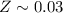$Z \sim 0.03$