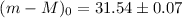 $(m-M)_0=31.54\pm0.07$