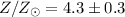 $Z/Z_\odot = 4.3 \pm 0.3$