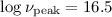 $\log \nu_{\rm peak} = 16.5$