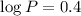 $\log P = 0.4$