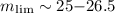 $m_{\rm lim}\sim 25{-}26.5$