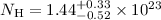 $N_{\rm H} = 1.44^{+0.33}_{-0.52} \times 10^{23}$