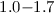 $1.0 {-} 1.7$