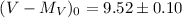 $(V-M_V)_0 = 9.52 \pm 0.10$