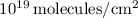 $10^{19}\,{\rm molecules/cm^2}$