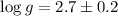 $\log g =2.7\pm0.2$