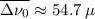 $\overline{\Delta\nu_0}\approx 54.7\,\mu$