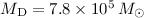 $M_{\rm D} = 7.8\times 10^5\,M_{\odot}$