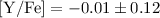 $\mathrm{[Y/Fe]} = -0.01 \pm 0.12$