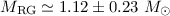 $M_{\rm RG}\simeq1.12\pm0.23~M_\odot$