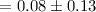 $=0.08\pm 0.13$