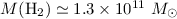 $M(\mbox{H}_2)\simeq 1.3\times 10^{11}~\mbox{$M_{\odot}$}$