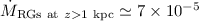$\dot{M}_{{\rm RGs\ at\ }z>1\ {\rm kpc}} \simeq 7 \times 10^{-5}$