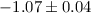 $-1.07 \pm 0.04$