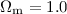 $\Omega_{\rm m}=1.0$