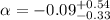 $\alpha=-0.09^{+0.54}_{-0.33}$