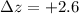 $\Delta z=+2.6$