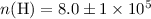$n({\rm H}) = 8.0 \pm 1 \times 10^{5}$