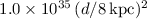 $1.0 \times 10^{35}\,(d/{\rm 8\,kpc})^{2}$