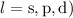 $l={\rm s,p,d})$