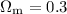 $\Omega_{\rm m}=0.3$