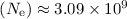 $(N_{\rm e}) \approx 3.09 \times 10^{9}$