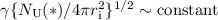 $\gamma \{ N_{{\rm U}}(*) / 4\pi r_{{\rm i}}^2 \}^{1/2} \sim \mbox{constant}$