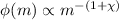 $\phi(m)\propto m^{-(1+\chi)}$