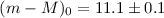 $\mbox{$(m-M)_0$}=11.1\pm0.1$