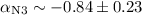 $\alpha_{\rm N3}\sim-0.84\pm0.23$