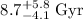 $8.7^{+5.8}_{-4.1}~{\rm Gyr}$