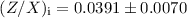 $(Z/X)_{\mathrm{i}}=0.0391 \pm 0.0070$