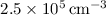 $2.5\times10^5\,\mathrm{cm^{-3}}$